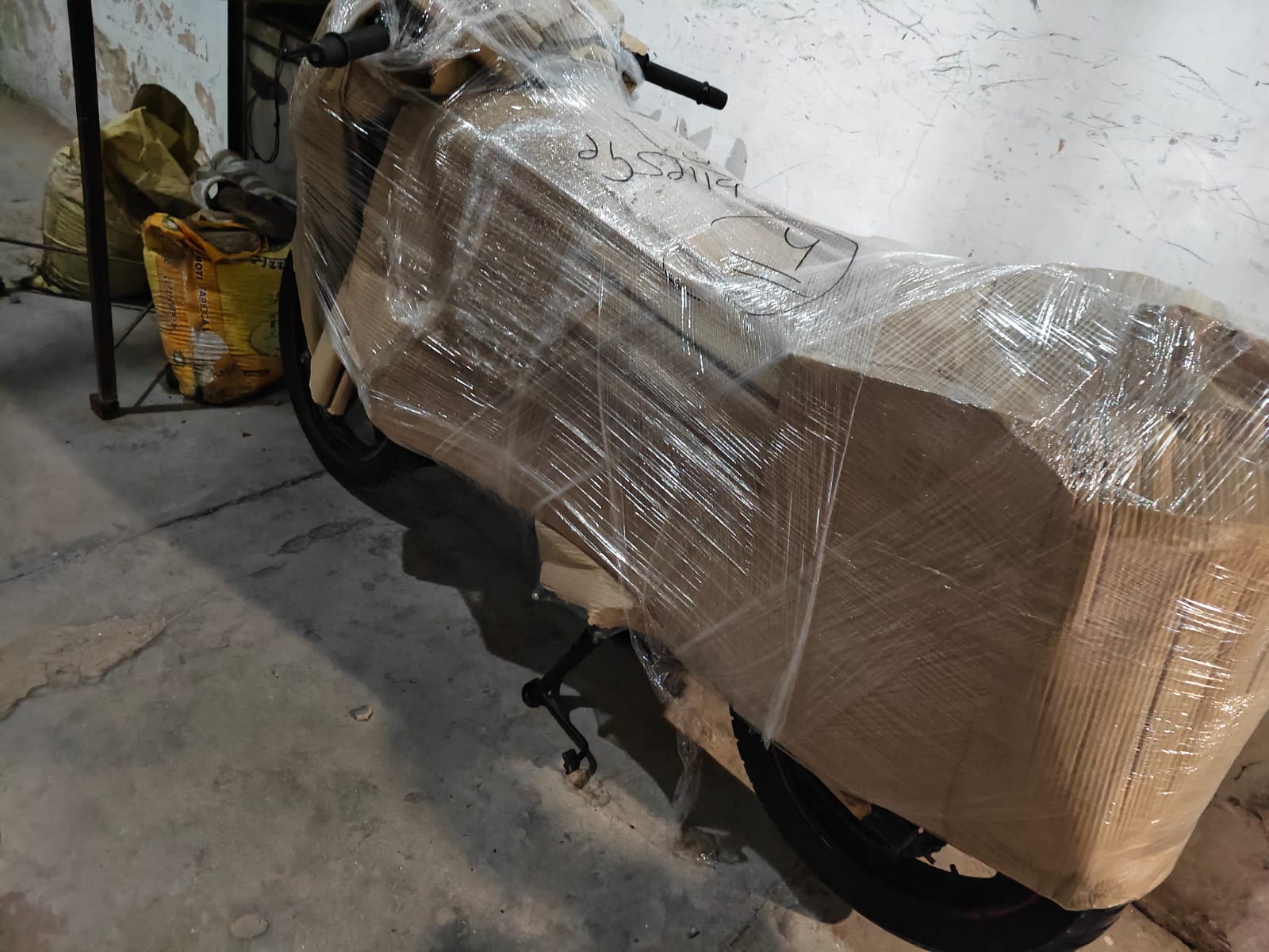 Two wheeler completely wrapped for safe transport